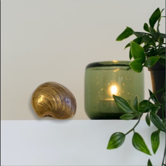 Vintage Primitive Bronzed Clam Shell Decorative Piece Paperweight